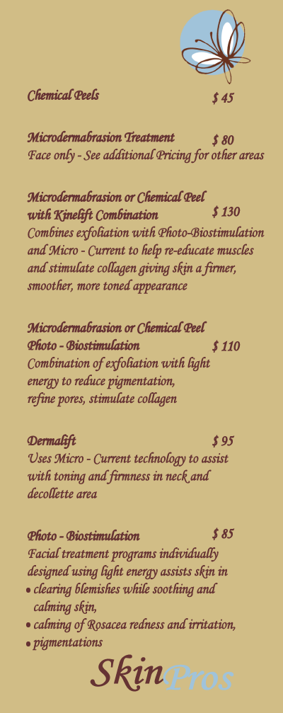 Skin Regenerations Menu